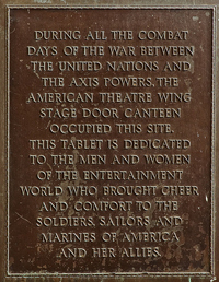 Stage Door Canteen New York plaque